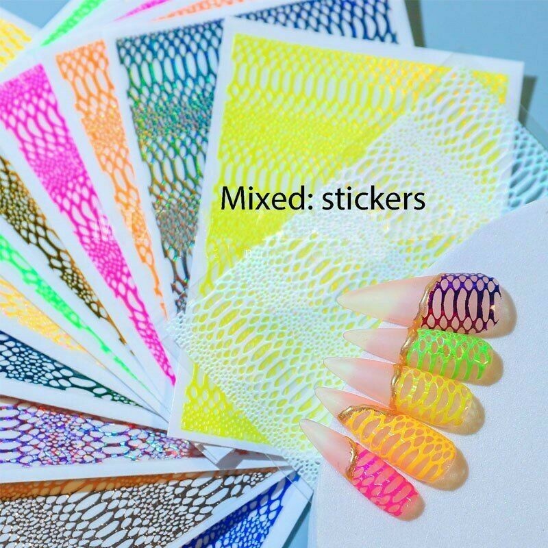 12Pcs/Bag Nail Art Popular Snake Pattern Hollow Nail Stickers Set Nails Art NS32