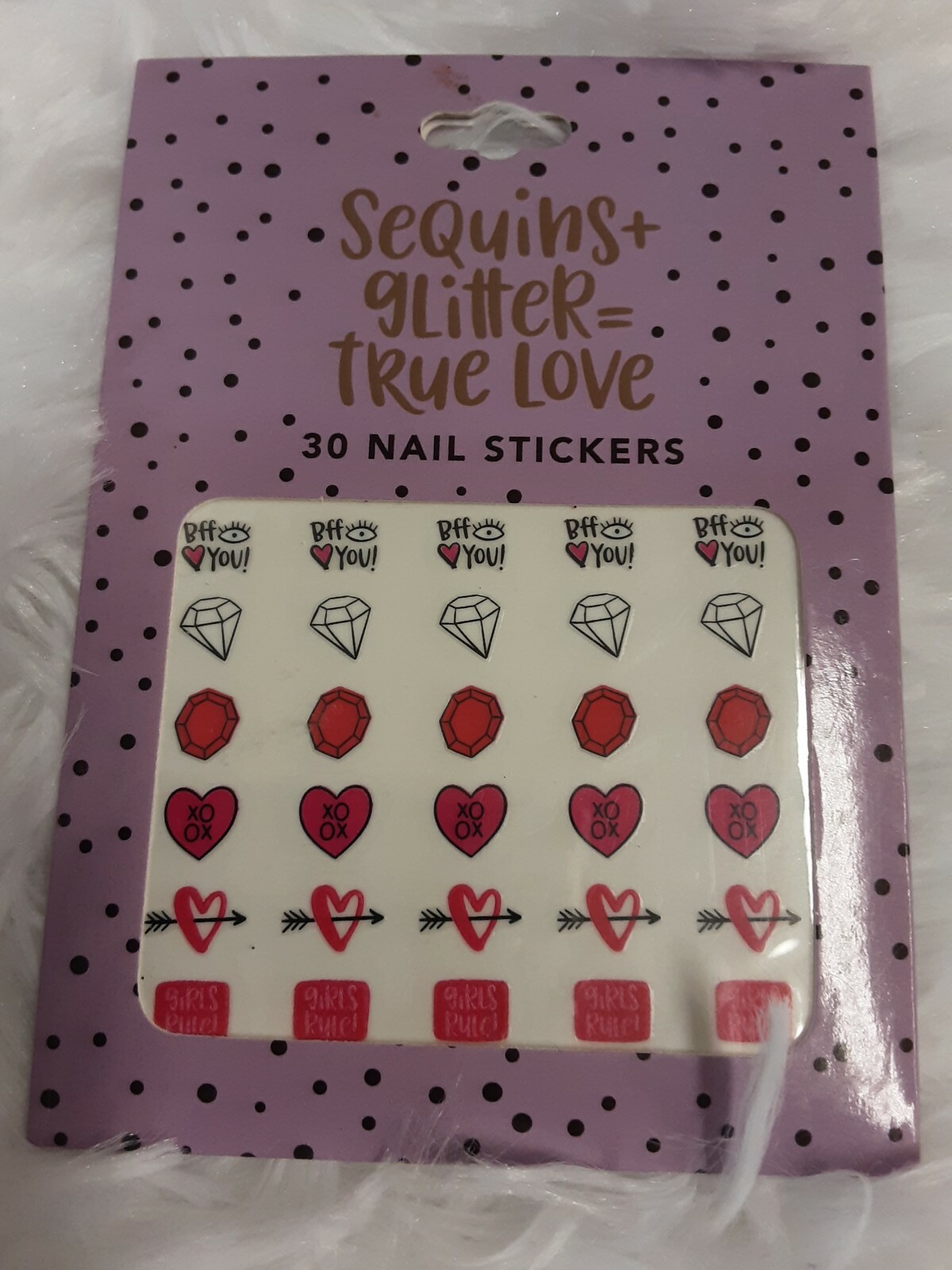 Valentine’s Day 2 Packs 30 Nail Art Stickers & 1 Purple Glittery Favor Bag BNWT!
