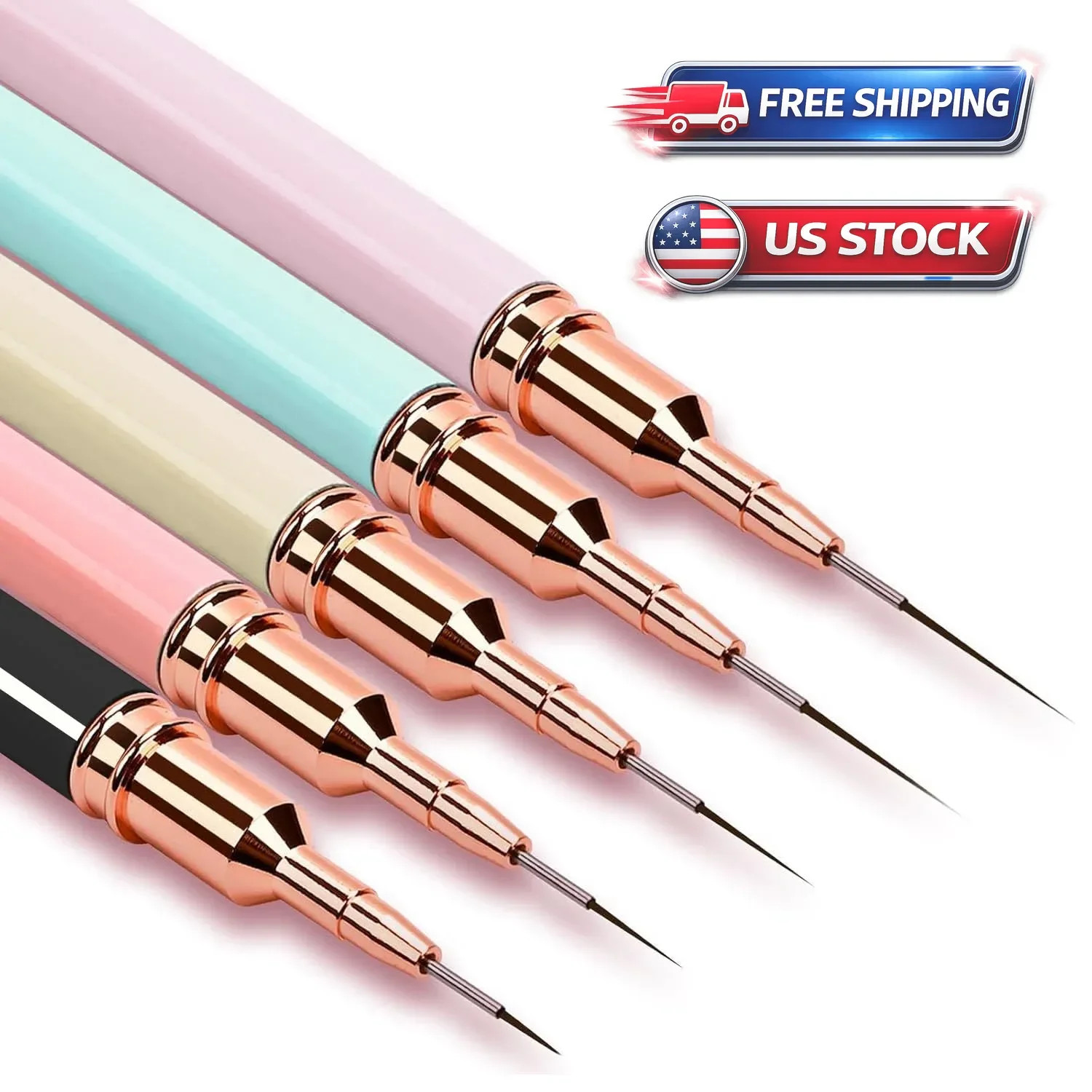 5pcs Nail Art Liner Brush Pen Set Elongated Striping Drawing Professional Tools