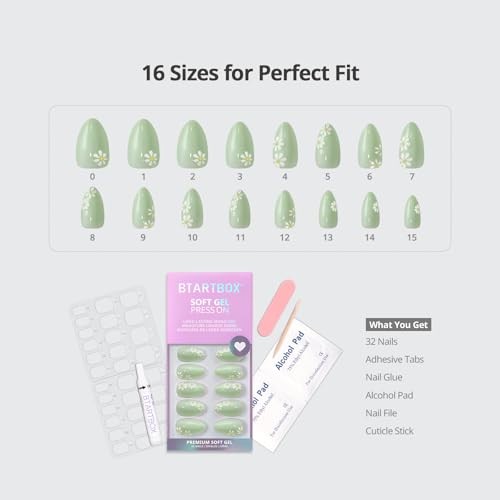 Press On Nails Short – Meadow Daisy, Easy-to-Apply 3D Flower A2-Meadow Daisy