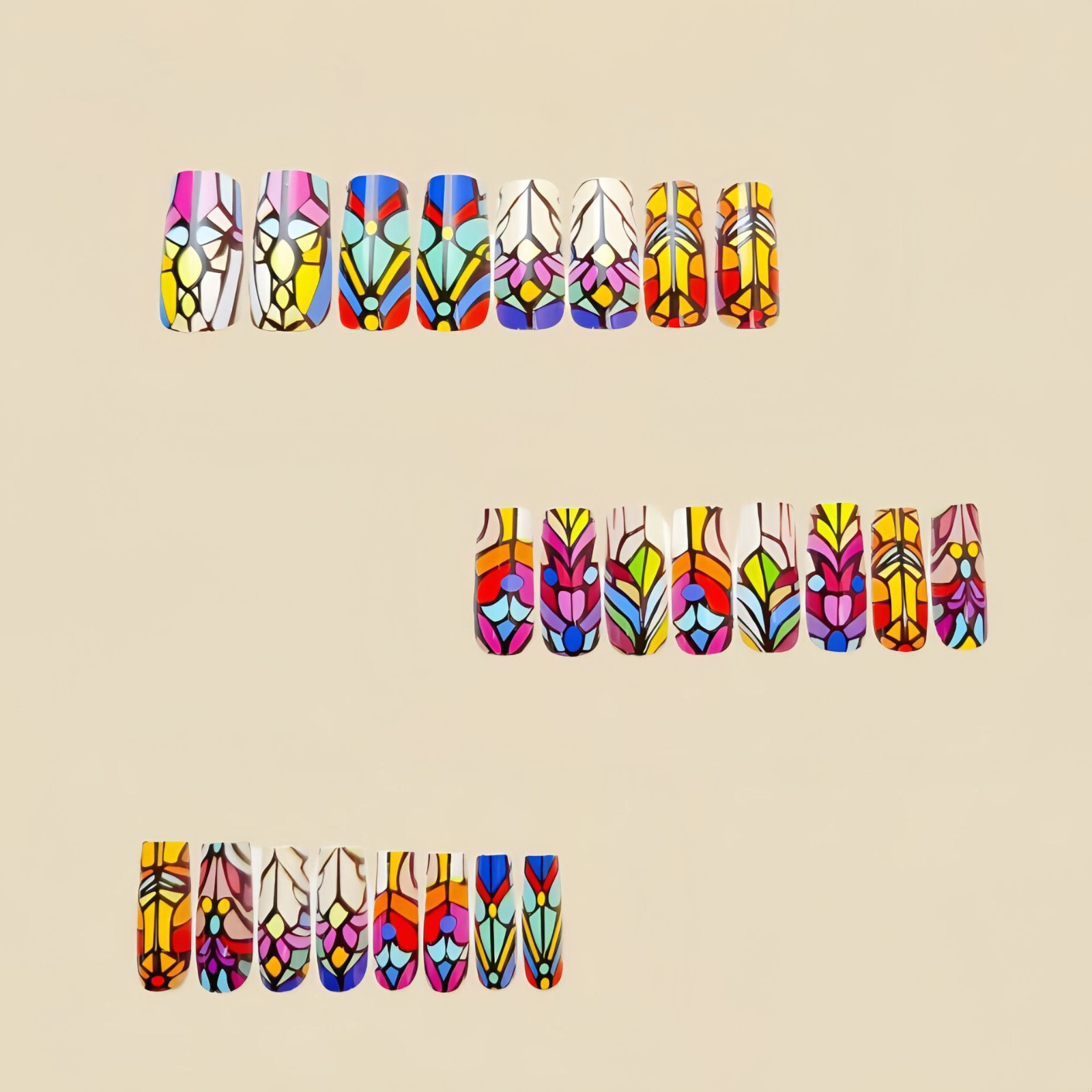 4 set （24Pcs/set ）Retro Style False Nail Art Full Cover Artificial Fake Nails