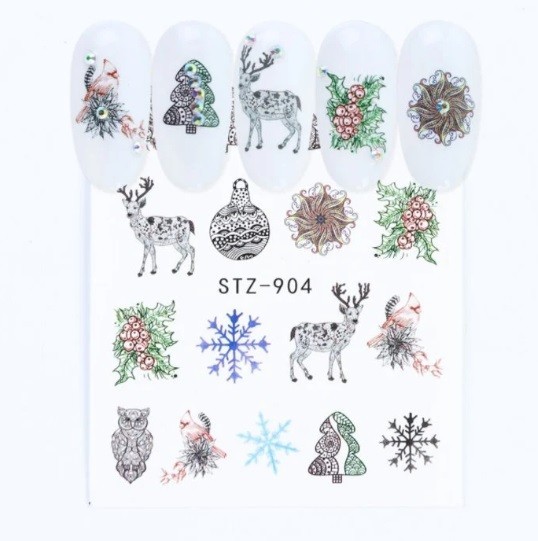 Christmas Nail Art Water Decals: Santa, Snowman, Reindeer(Group 1)