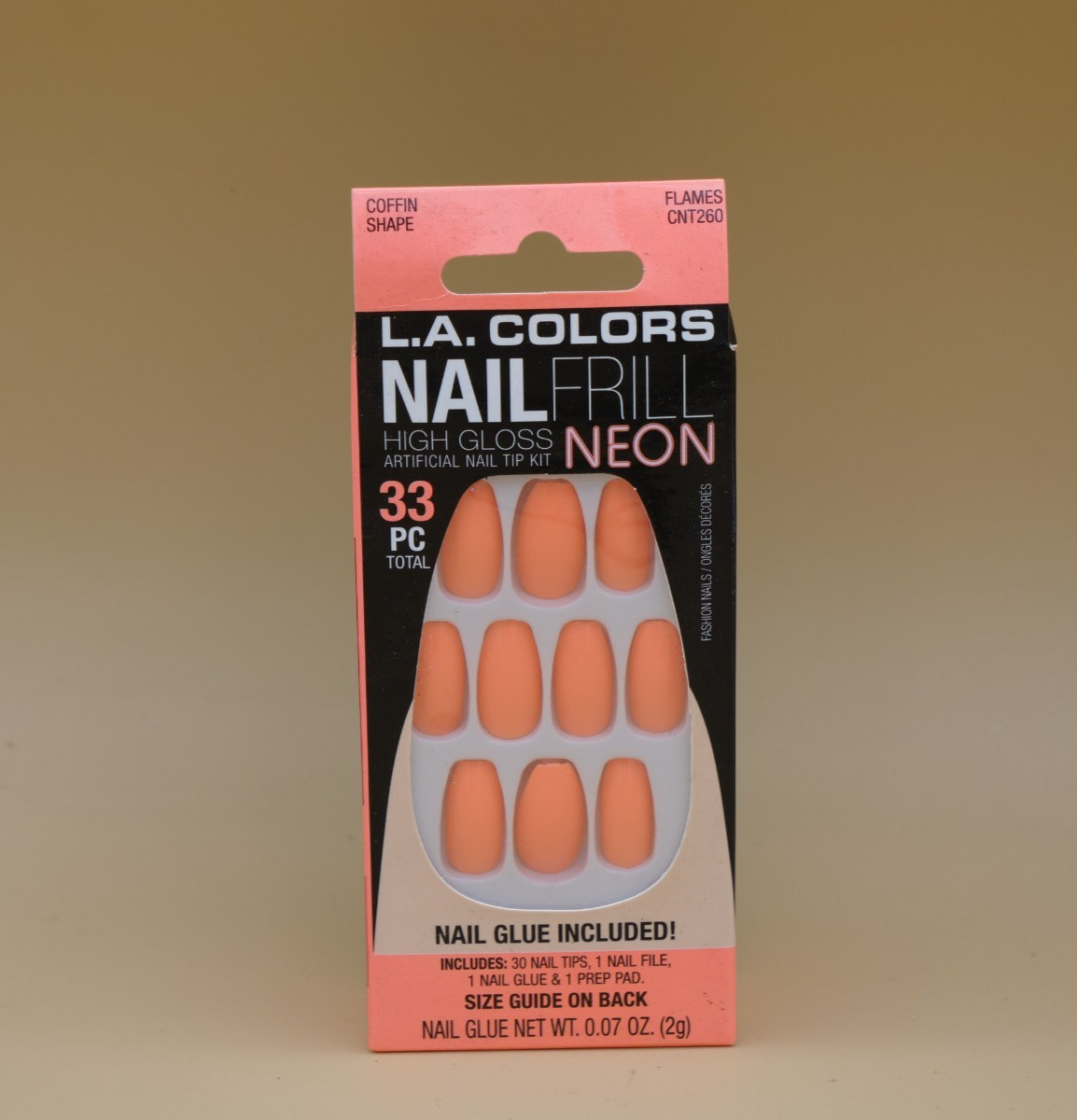 NEW L.A. Colors Nails Frill Neon Coffin High Gloss 30 Nail Count