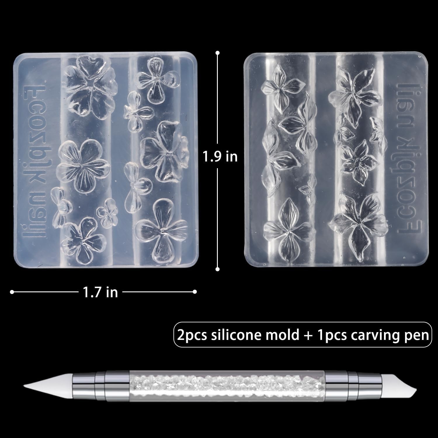 Compact 2PC Flower Nail Molds with Carving Tool – Effortless 3D Art for Everyone