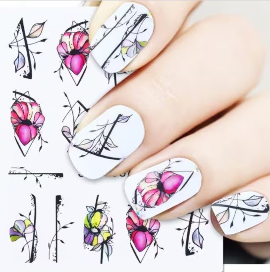 Flower, Floral Nail Art Water Decals DIY Nail (Group 5)
