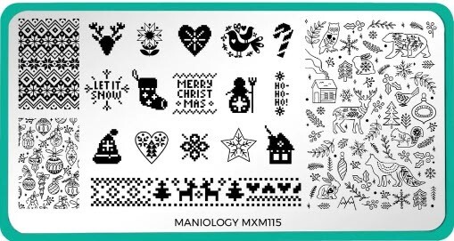 Maniology Exclusive Membership nail stamping plate MXM115 & 116 Christmas Hygge