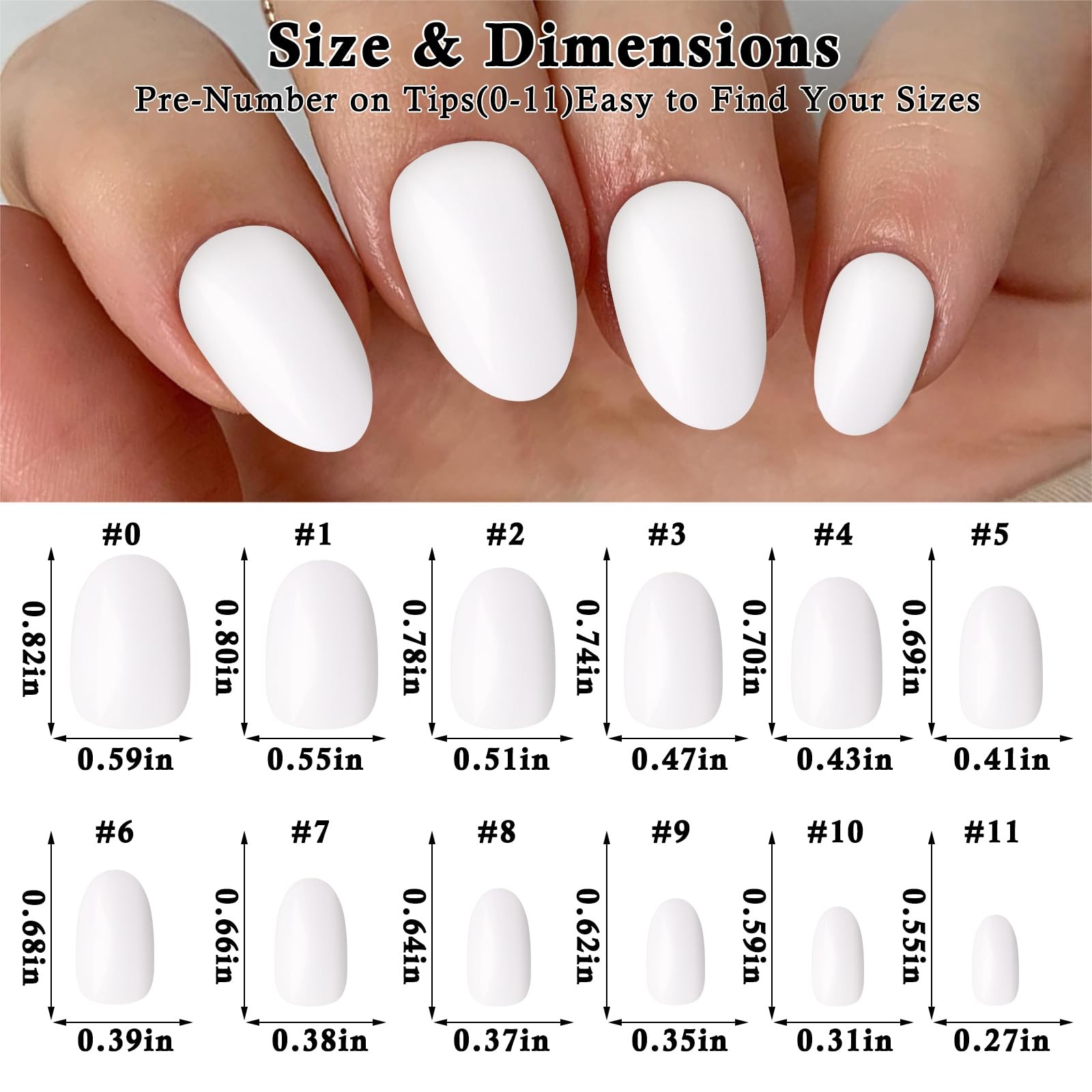 Lifextol Short Press on Nails Almond Fake Nails, 240 Round Almond Press on Na…
