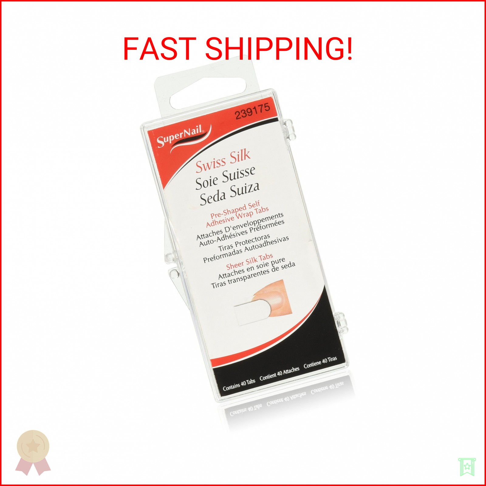 Supernail Swiss Silk Wrap Self-Adhesive Tabs, 40 Count