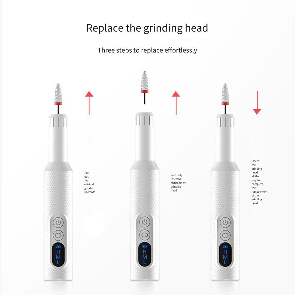 Portable Rechargeable Nail Drill Machine 1.8W Pen Style Electric File White