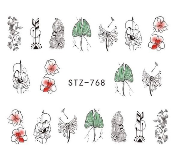 Flower, Floral Nail Art Water Decals DIY Nail (Group 7)