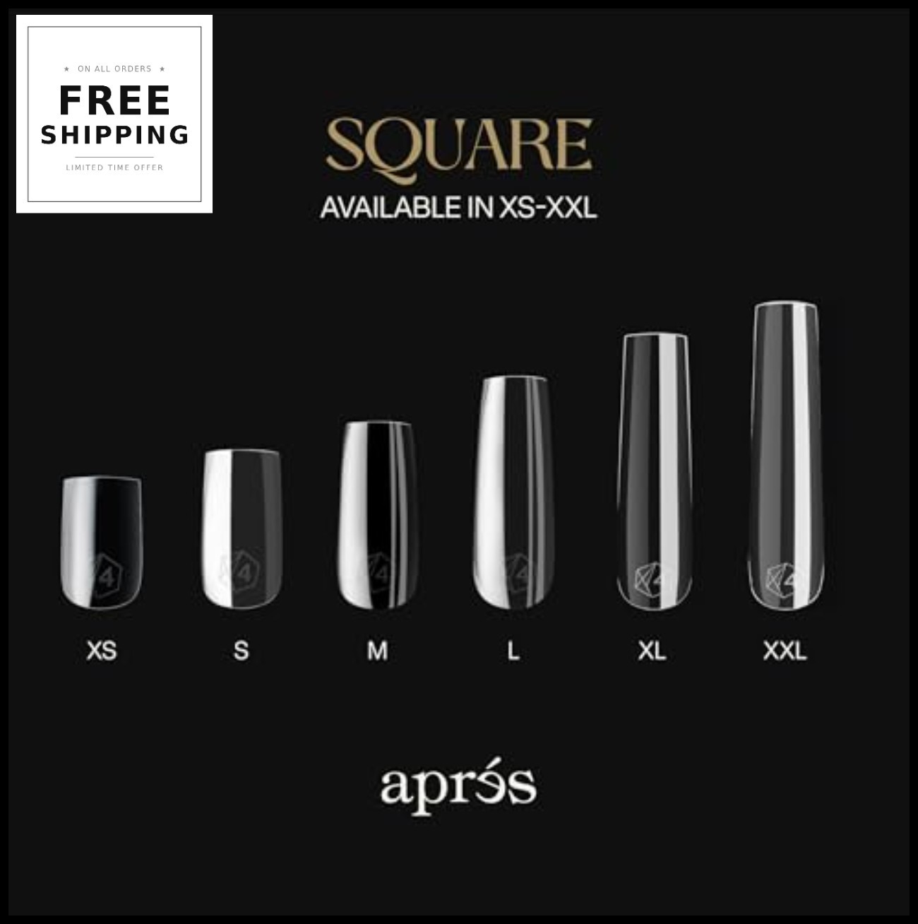 Sculpted Square Extra Long Gel Nail Tips 210pcs 14 Sizes Half Sizes Included