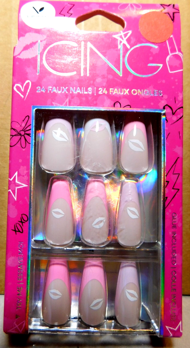 CBI Distributing Corp.~Icing 24 Faux Nails Vegan Pink, Tan, & White Lips