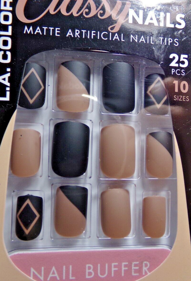 LA Colors Classy Nails, Brown & Black Matte-r GLUE-On Active Short Length