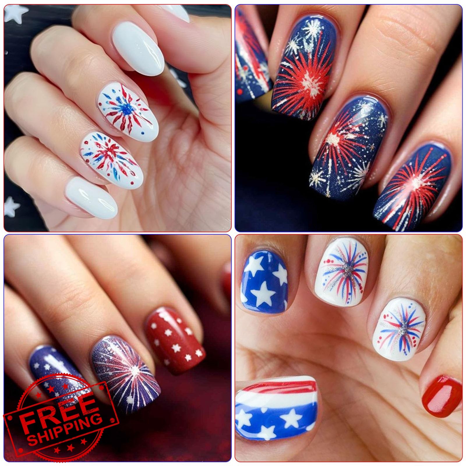 IDDFEVE 4th July Firework Nail Stickers Embossed