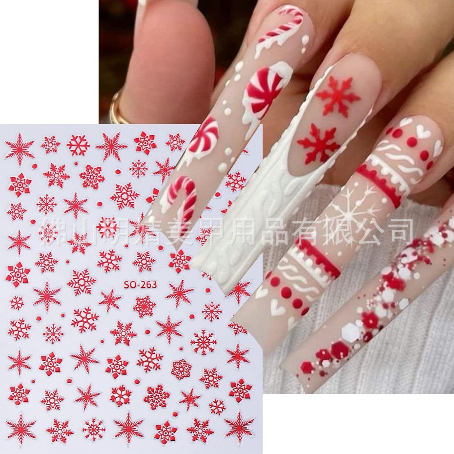 5Pcs Snowflake Star Christmas Nail Sticker Elegant Fashion Slide Decoration NH27