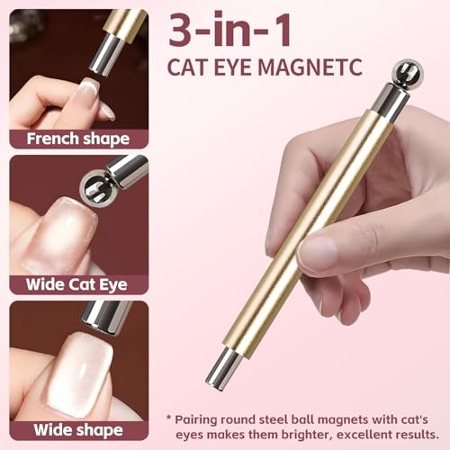 4-Piece Cat Eye Magnet Set – Nail Magnet, Heart-Shaped Nail Art Magnet, Gold