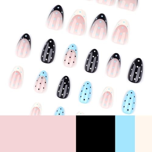 Summer Blue Almond Style Polka Dot Nails – Short Almond Style – 23