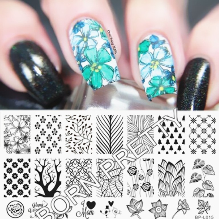 BPL 015 Forest Pattern Trees Theme Manicure Nail Art Stamp Template Image Plate