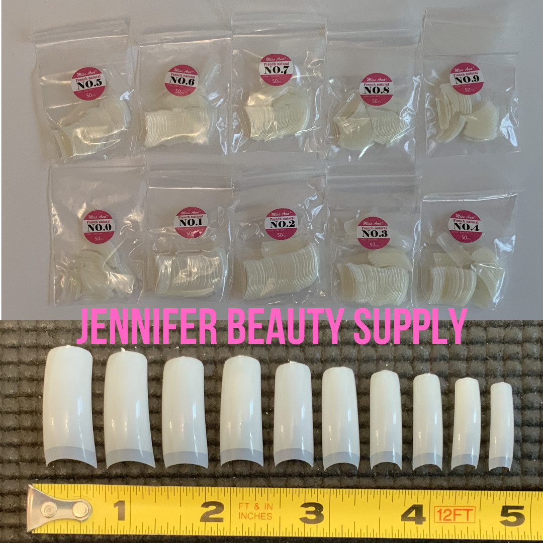 COFFIN FAKE FALSE NAILS TIPS LONG SQUARE FRENCH NATURAL TRANSPARENT 500-1000 PCS