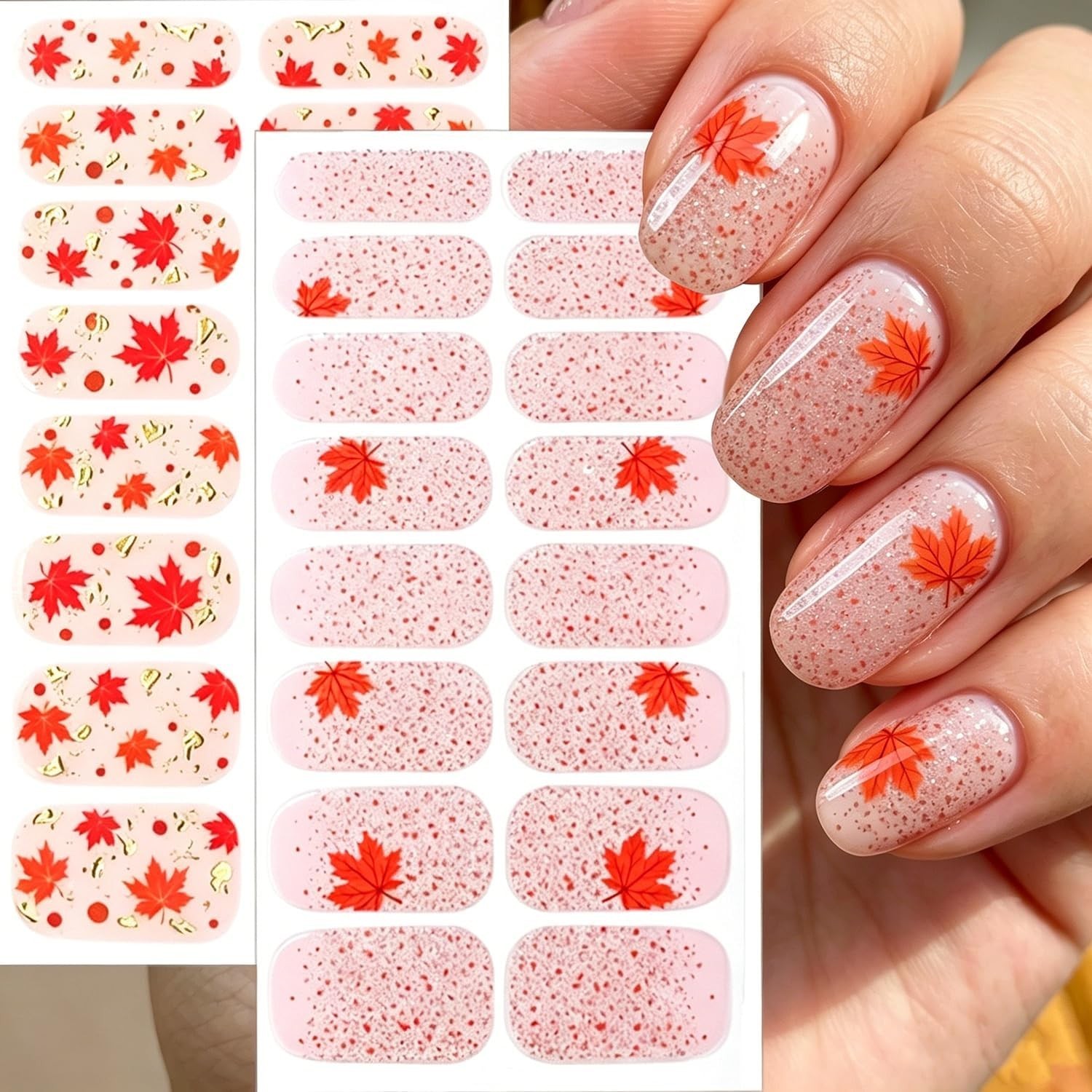 Autumn Nails Wrap Stickers Maple Leaf Nail Polish Stickers | Fall Nail Polish…