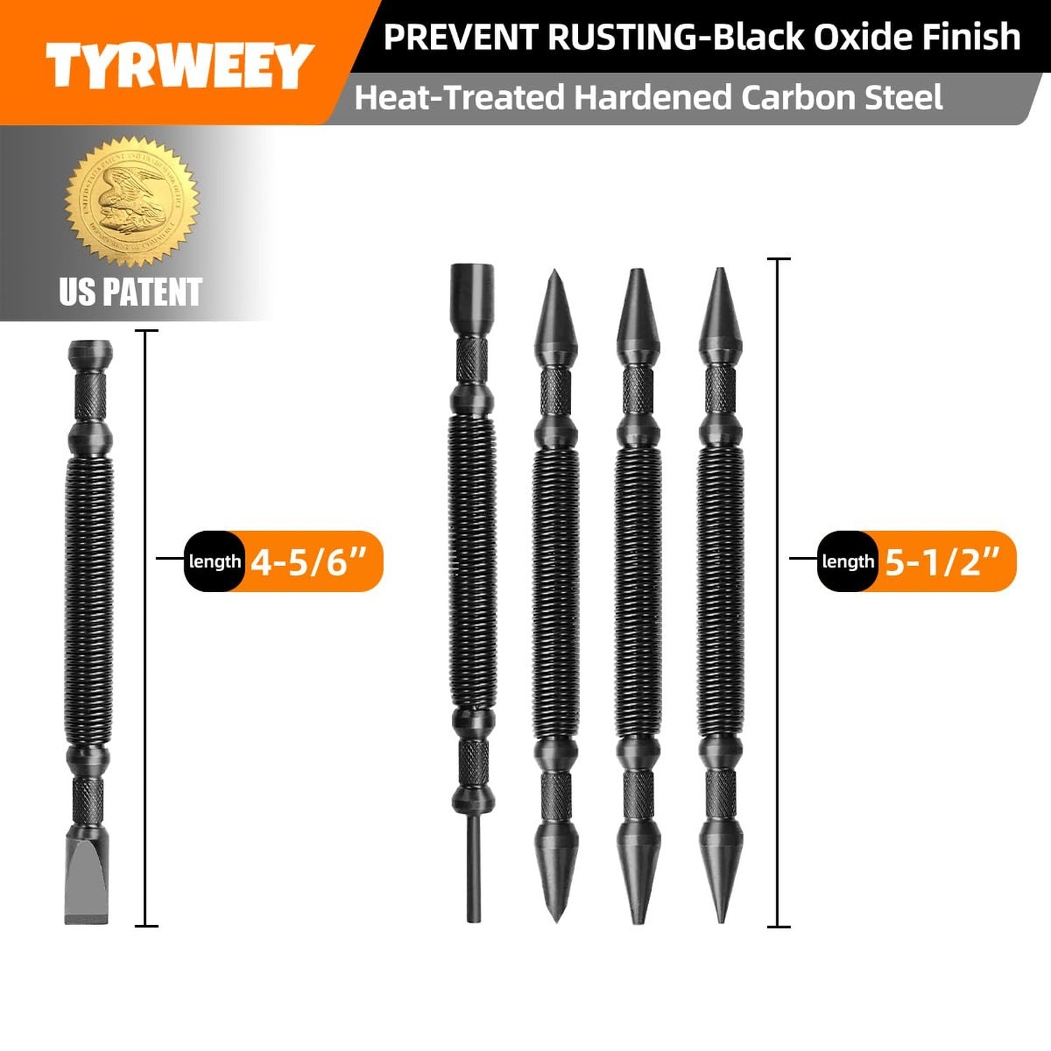 5-Piece Nail Setter Dual Head Nail Set & Dual Head Center Punch & Hinge Pin R…