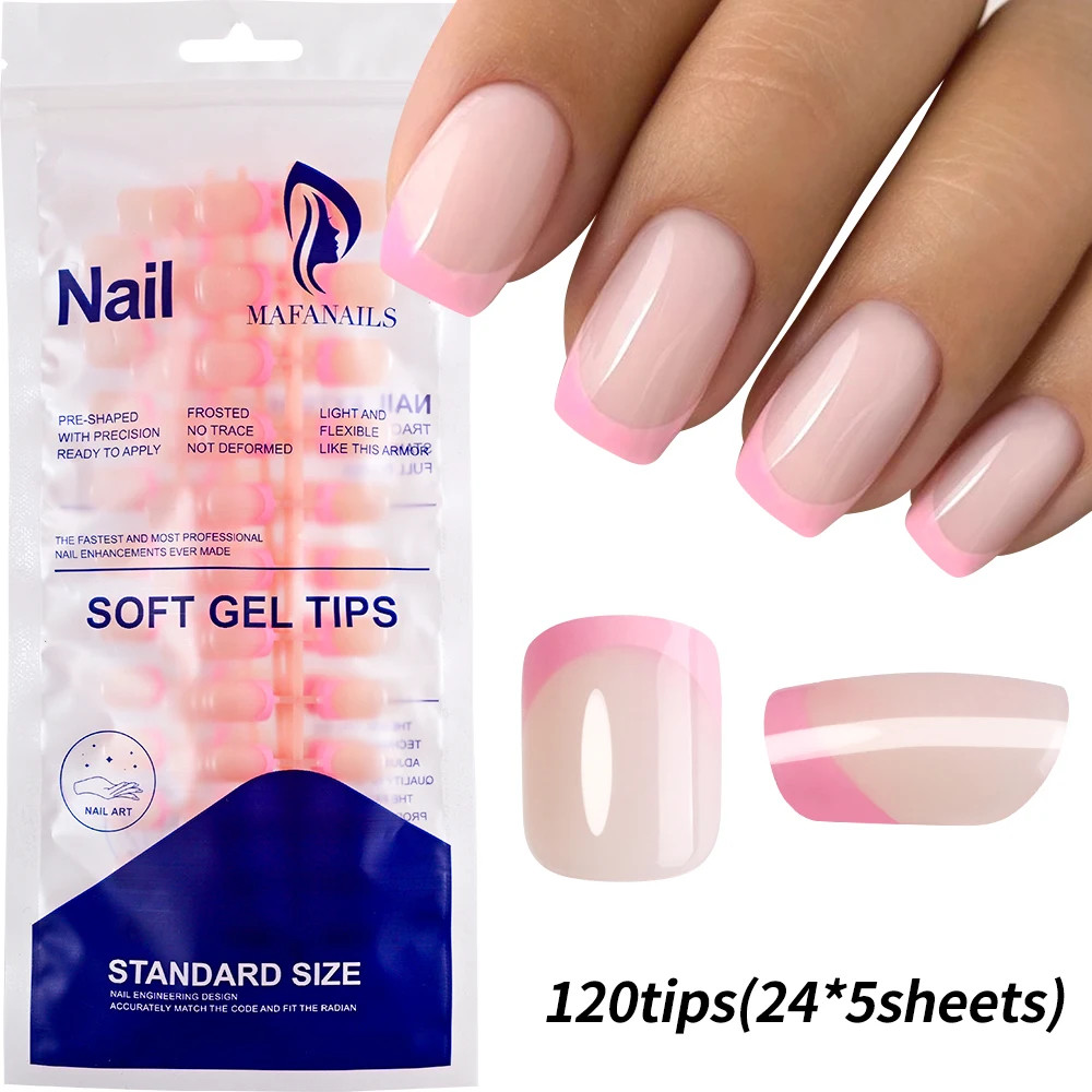 240/120Pcs Colorful French Press On Nails Short Square Full Cover Fake Nail Tips