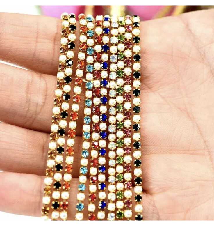 10 Pc Nail Decoration Chain Stones Rhinestones DIY Party Dress Nail Art Supplies
