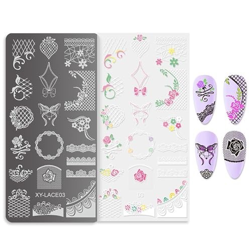 Lace Nail Stamping Plate Set with Stamper and Scraper, 5 Piece