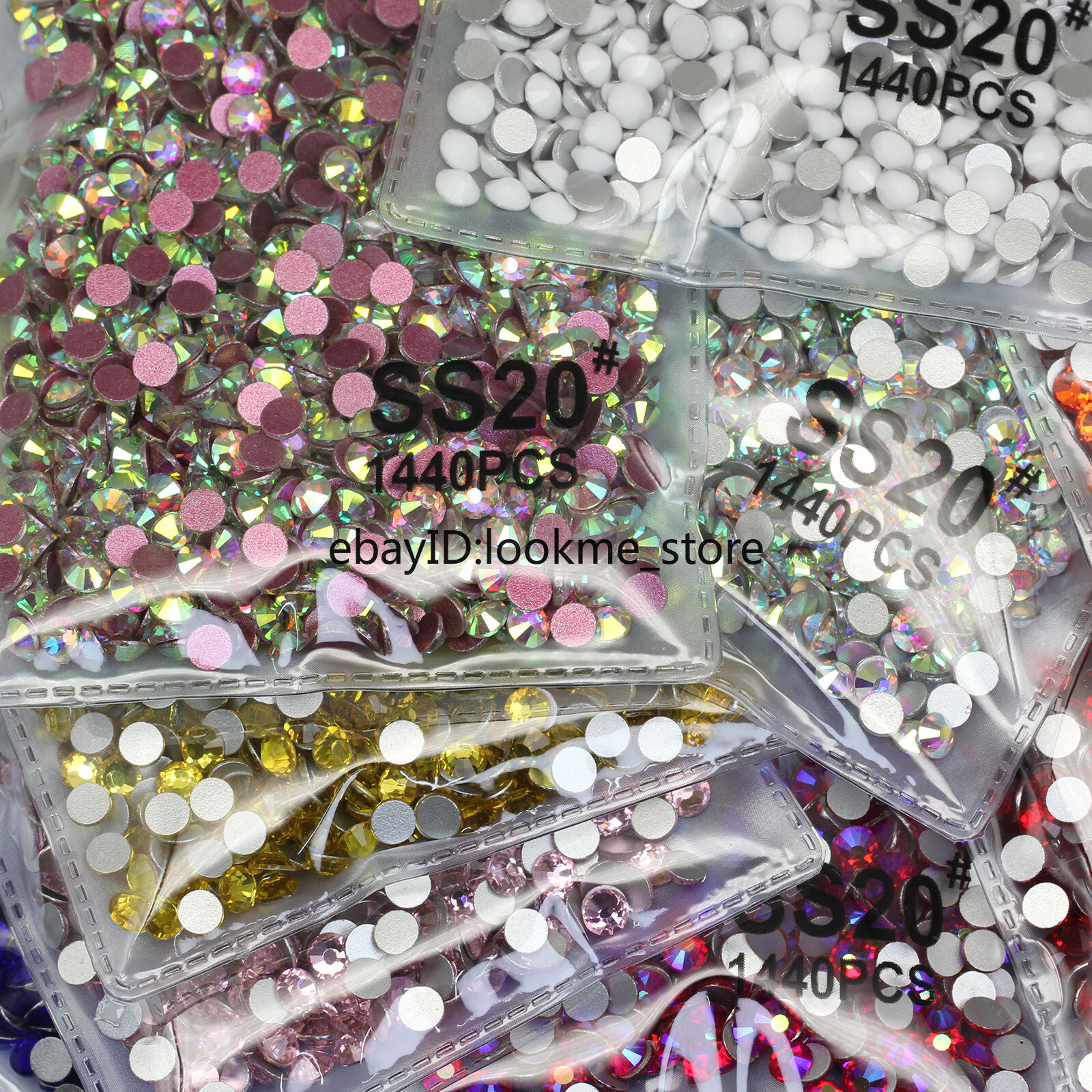 1440pcs 5mm (ss20) Crystal Glass Rhinestones Flatback Gems Nail Art Crafts Decor