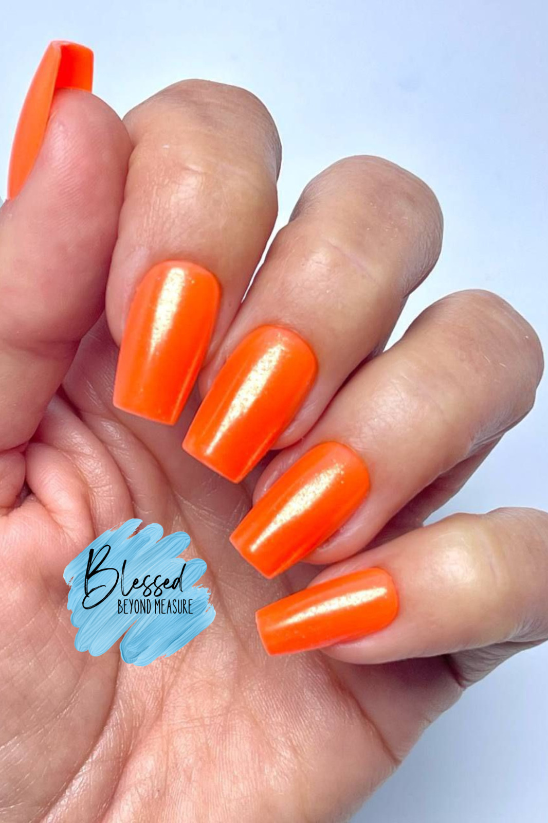 Red Aspen Press On Nails Artistic Ansel Long Coffin Orange Acrylic Glazed