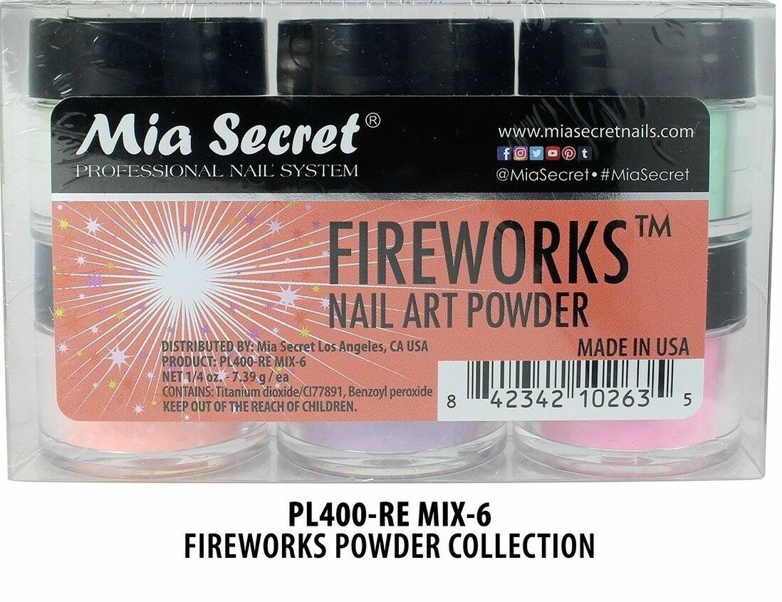 Mia Secret Nail Art Acrylic Collection Powder 6 Colors – FIREWORKS Set