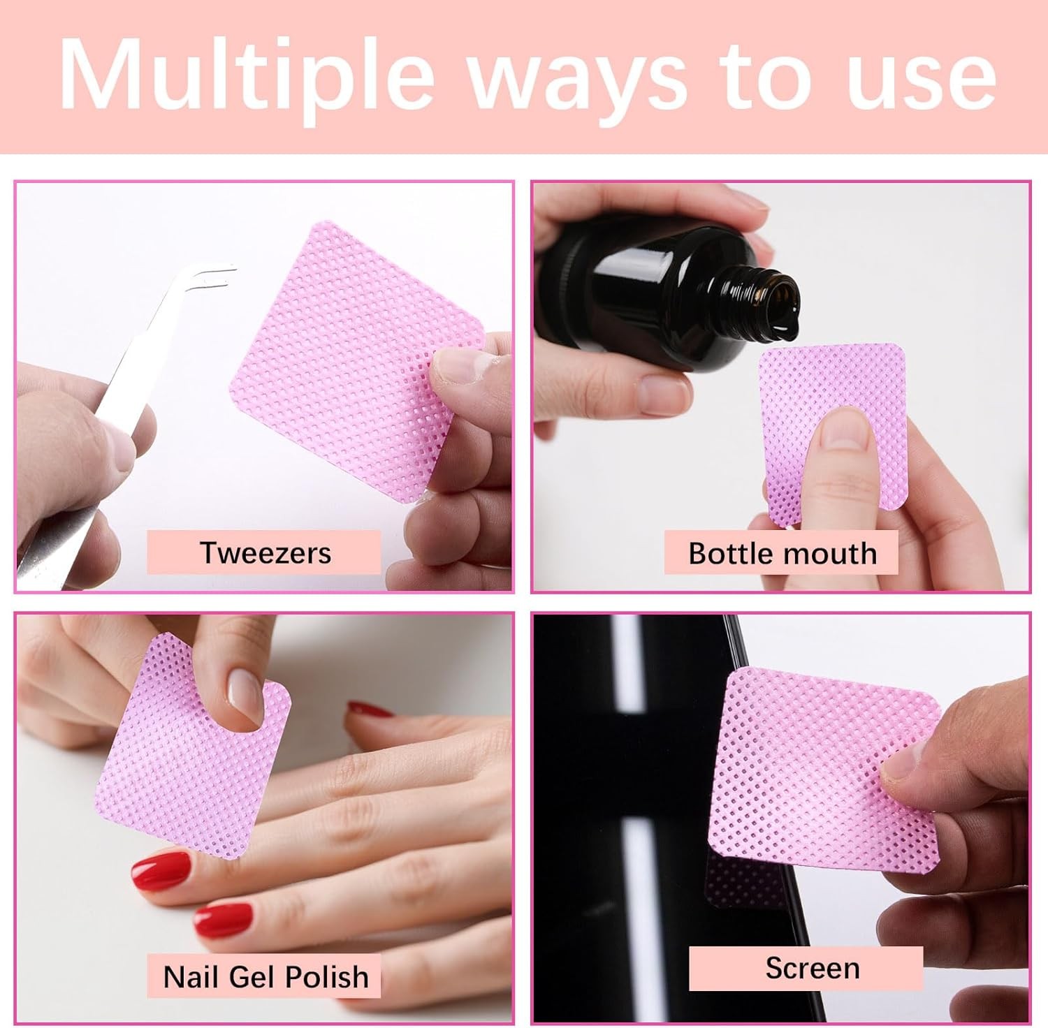 Lint Nail Wipes, Pink No Lint Nail Wipes for l Nails Lint Free