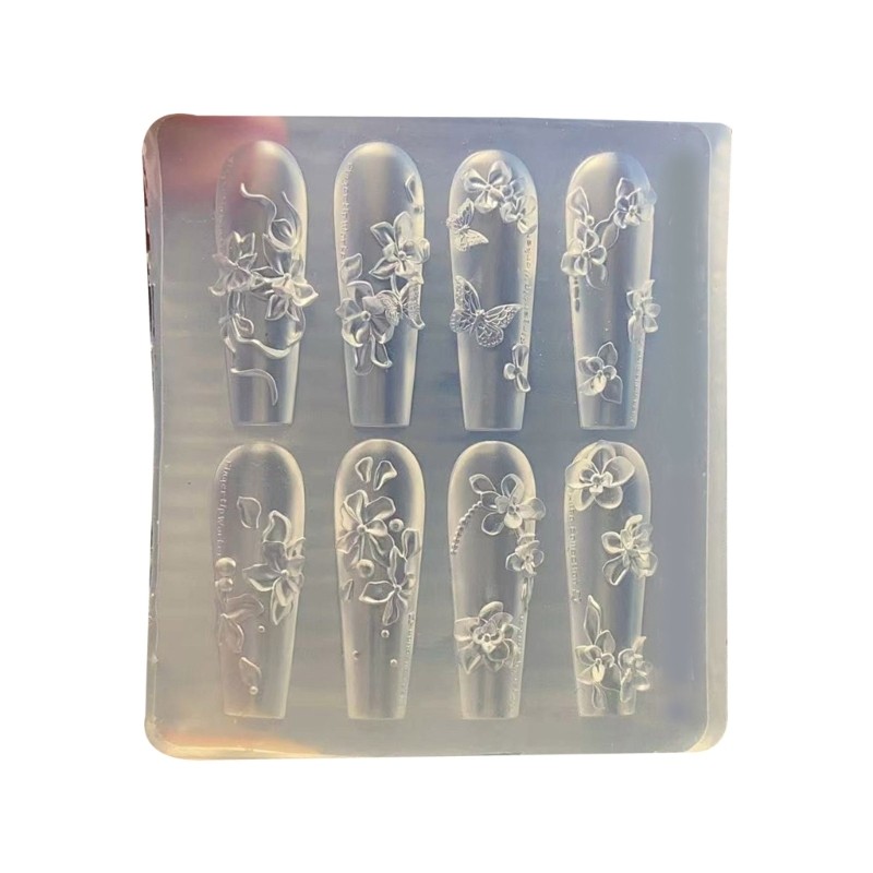 Easy Cleaning 3D Floral Nail Carving Mold For Nail Charm Accessory Crafting