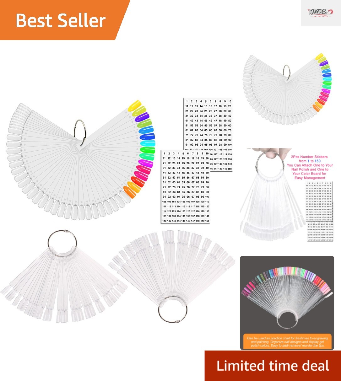 150 Pcs Transparent Nail Swatch Sticks – Complete Set for Art Display & Practice