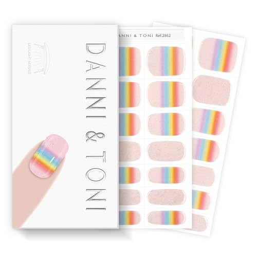Semi Cured Gel Nail Strips Rainbow Gradient Glitter Spring Gel Nail Iris Veil