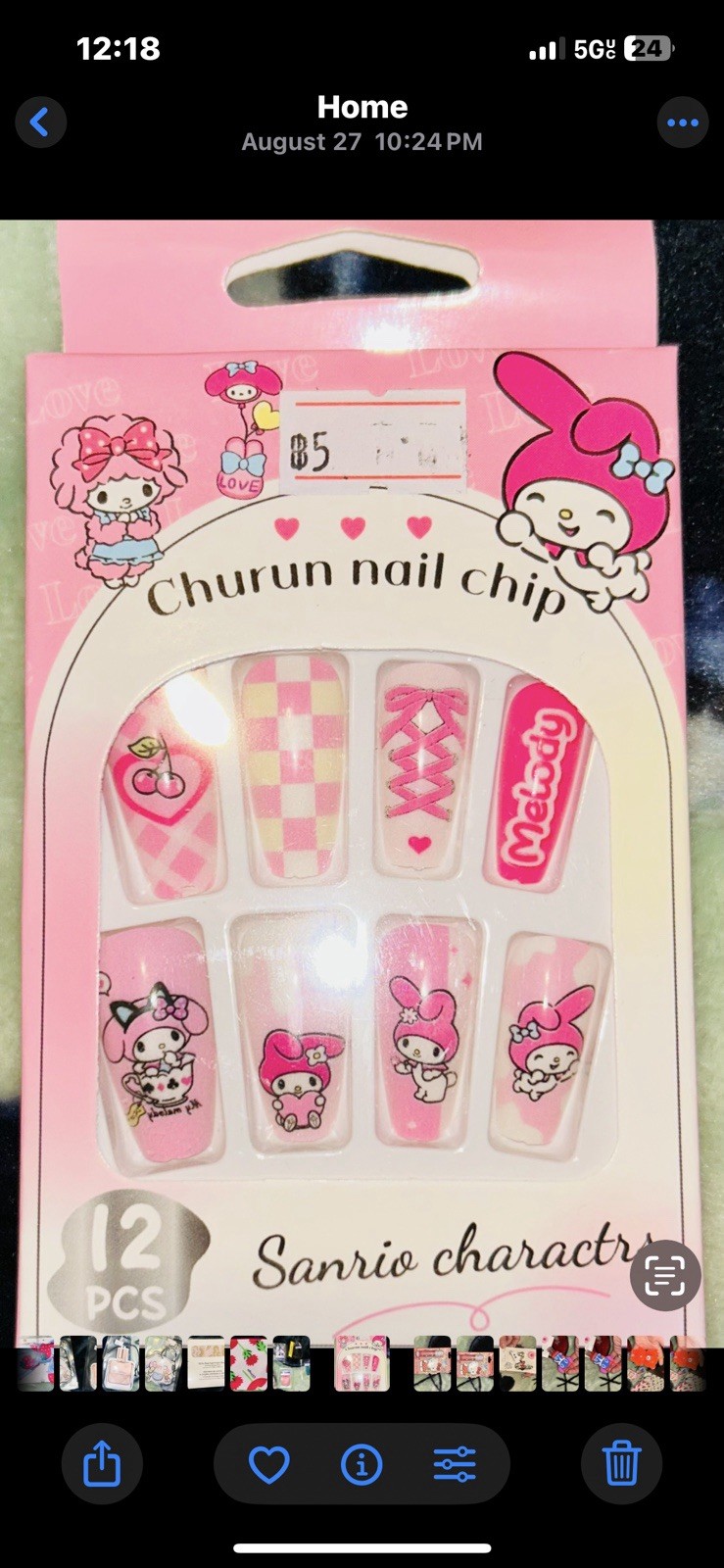 Authentic Sanrio My Melody Press On Nails, One size Fits Most