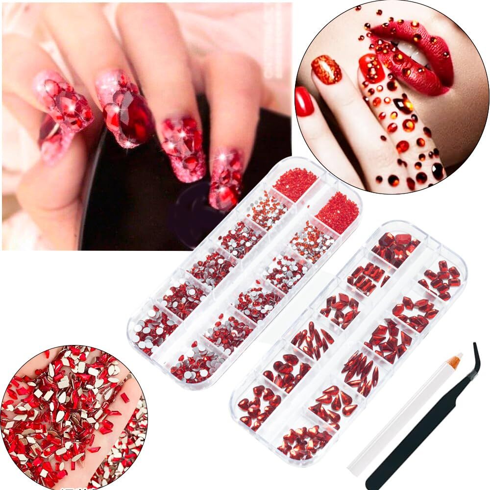 Red Crystal Nail Art Rhinestones Glass Diamond Jewelry Nail Art for Nails Faces