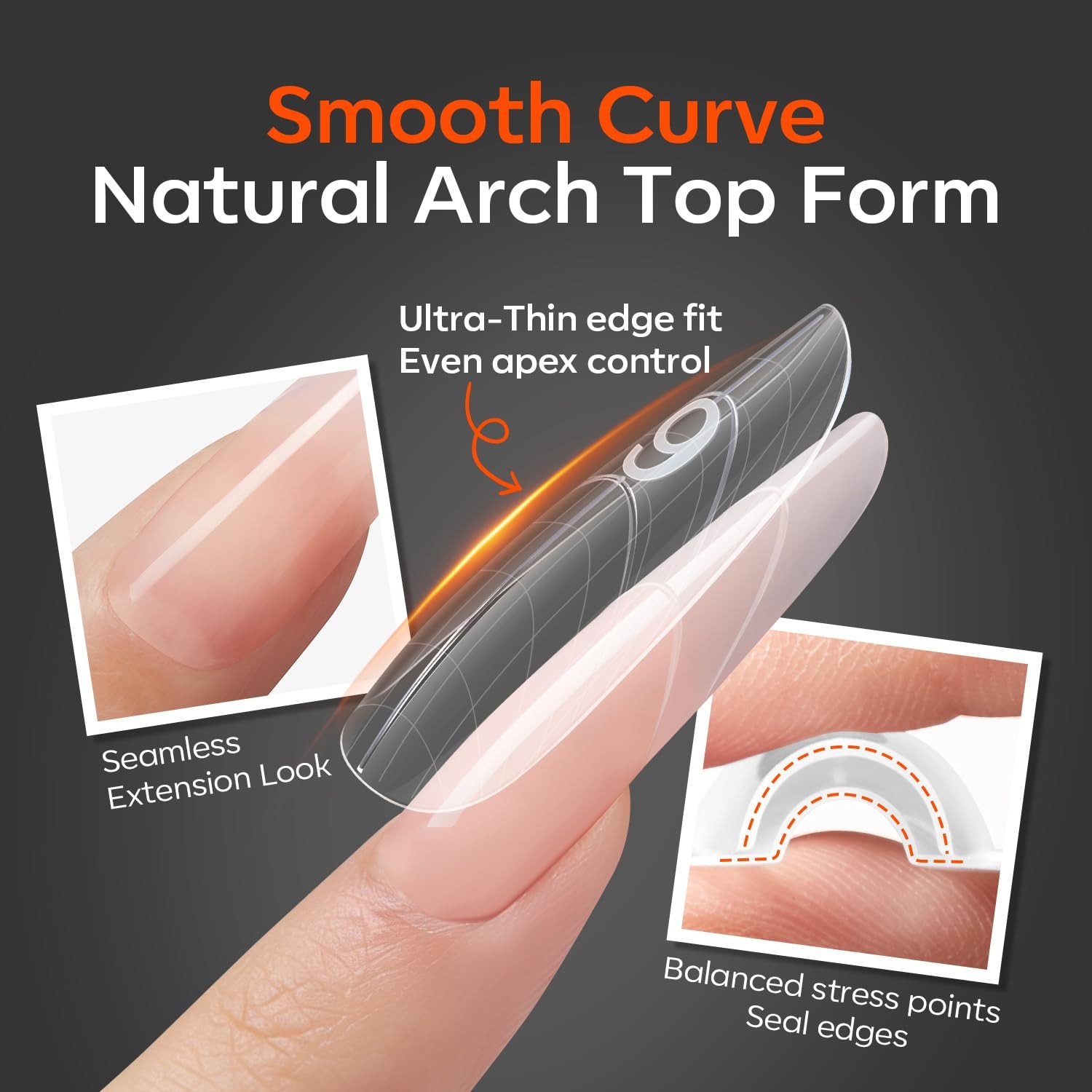Sandwich Nail Forms,Oval Coffin Top & Bottom for Poly Builder Gel
