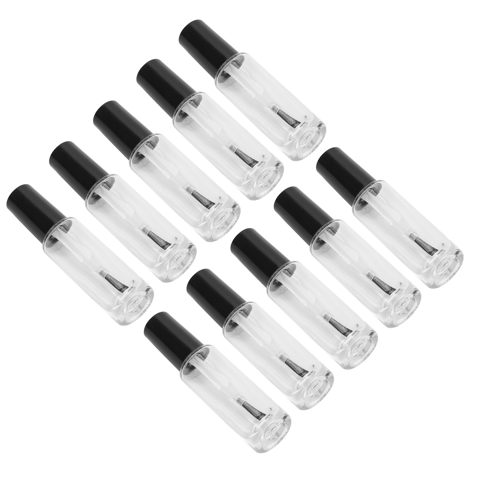 10pcs 8ml Empty Nail Polish Glass Bottles Accessory With Brush Cover Mixing