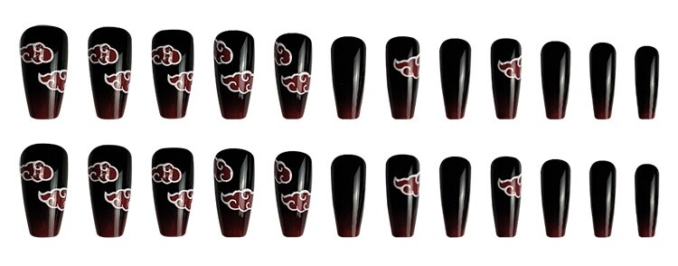Anime nails: Naruto-Inspired Press-On Nails|Akatsuki nails|naruto theme nails|