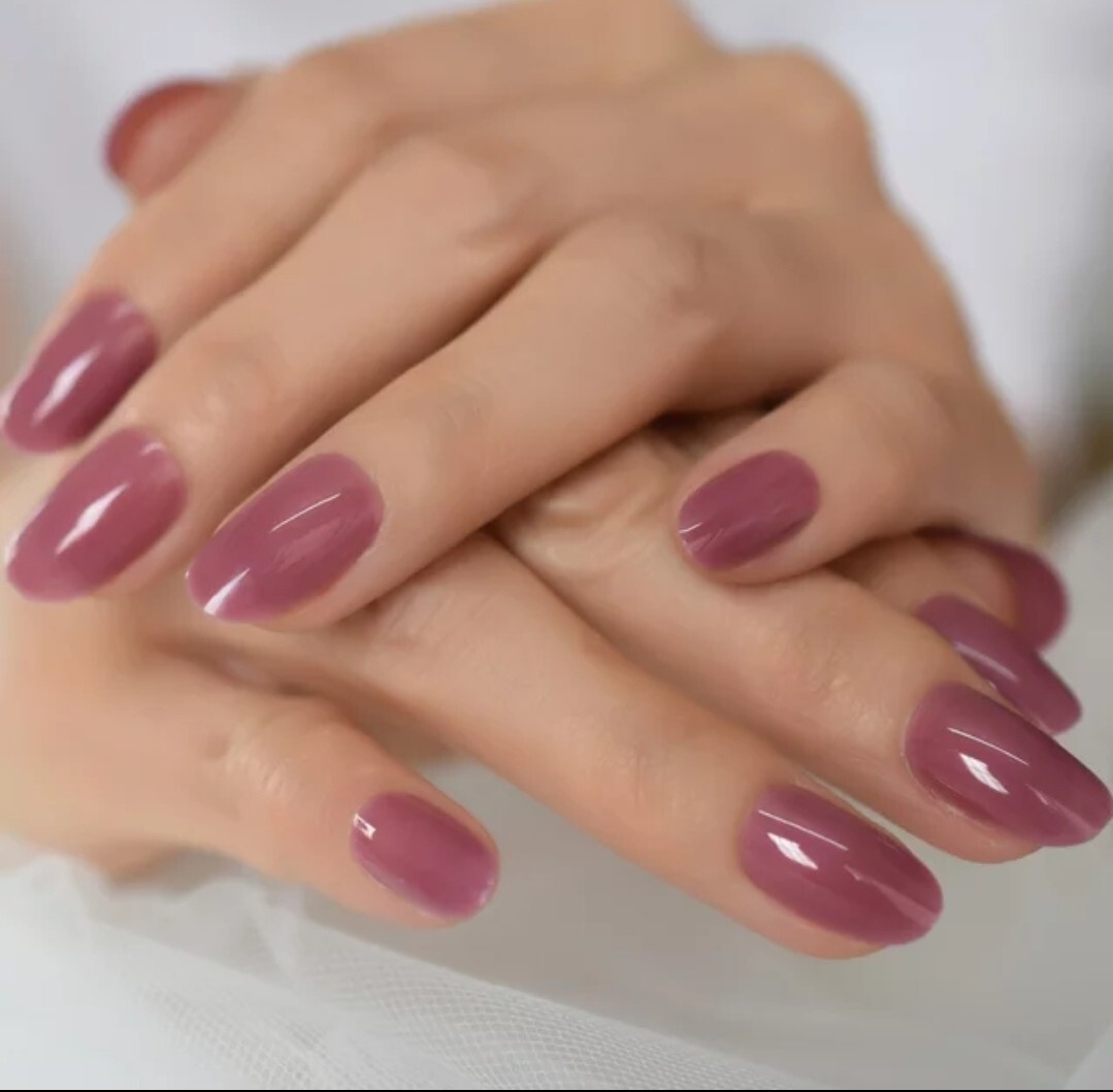 24 Purple Jelly Press on nails mauve oval almond round