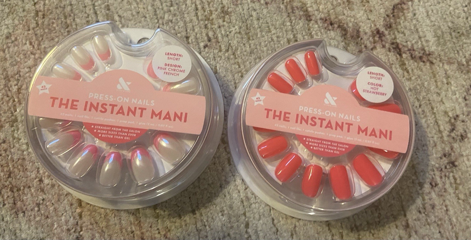 Olive & June, The Instant Mani, Press-On Nails, Short Length, 3 Pk & glue