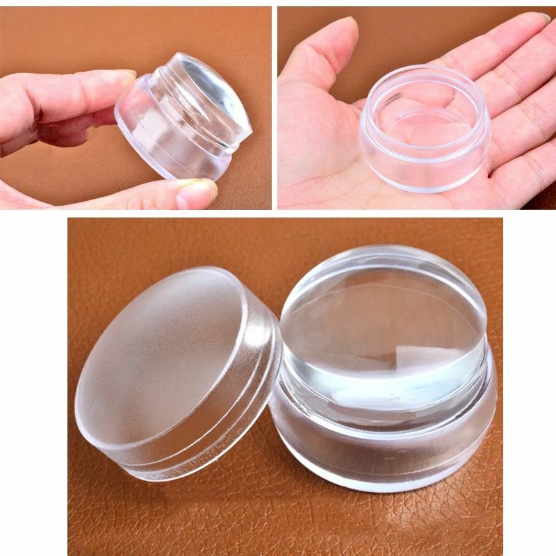 Silicone Nail Stamper French Manicure Stamping Jelly Nails Art + Scraper Stamps