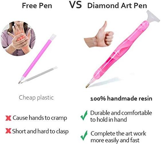 Diamond Painting Pen, Handmade Resin Diamond Painting Pens with Glue Clay Pink