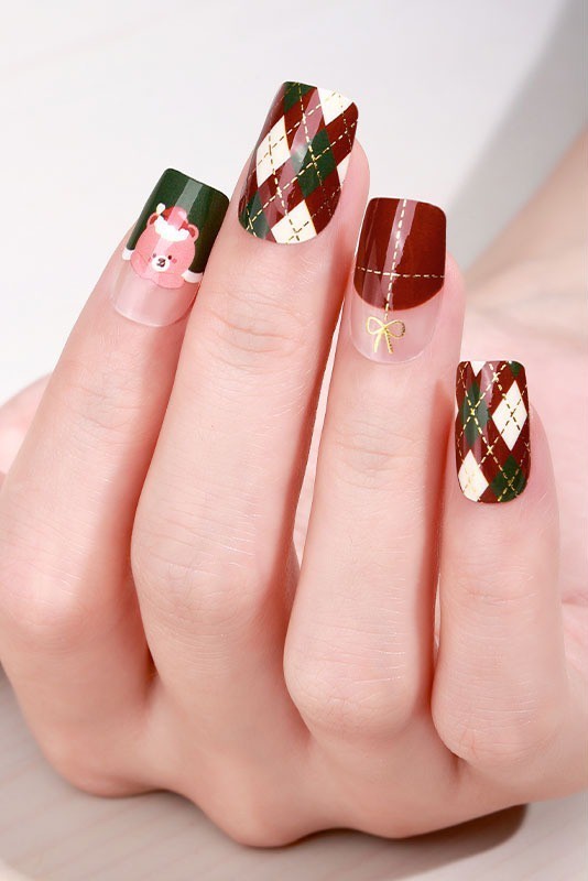Full Size Christmas Nail Wraps Stickers Polish Look Art Self Stick Strips USA