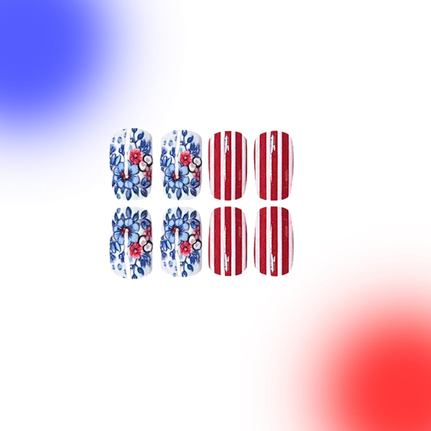 4th of July Press on Nails Medium Independence Day Fake Nails Patriotic False…