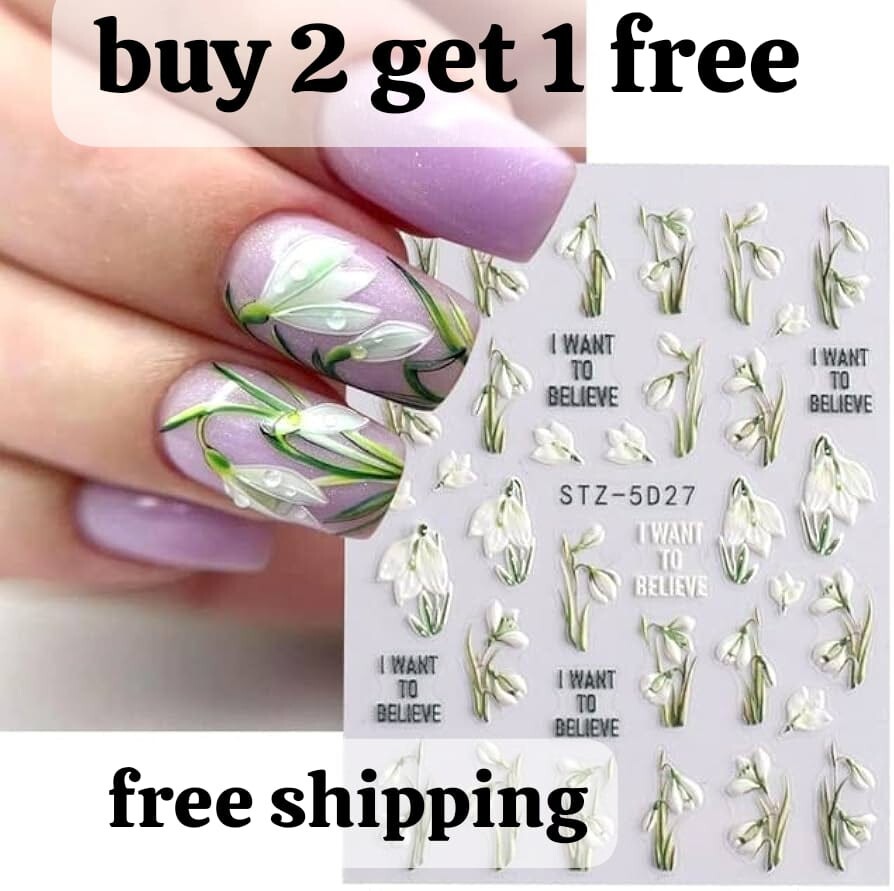 christmas Nail Art Stickers Self-adhesive Flower Leave, Lines, Geometry, Unicorn