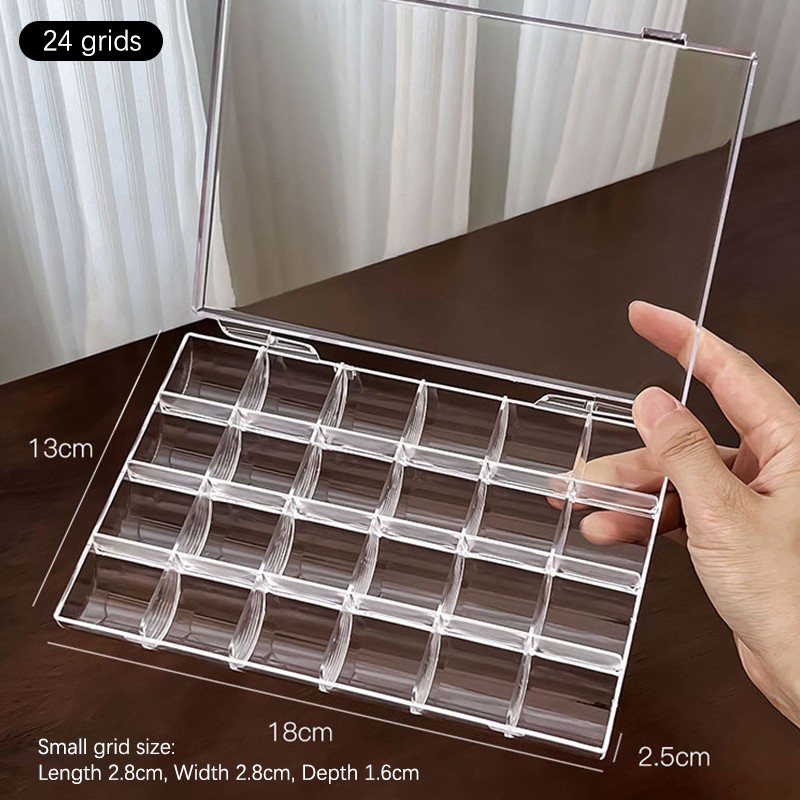 12/21/24 Grids Nail Tip Box Empty Storage Cases Nail Art Organizer Container