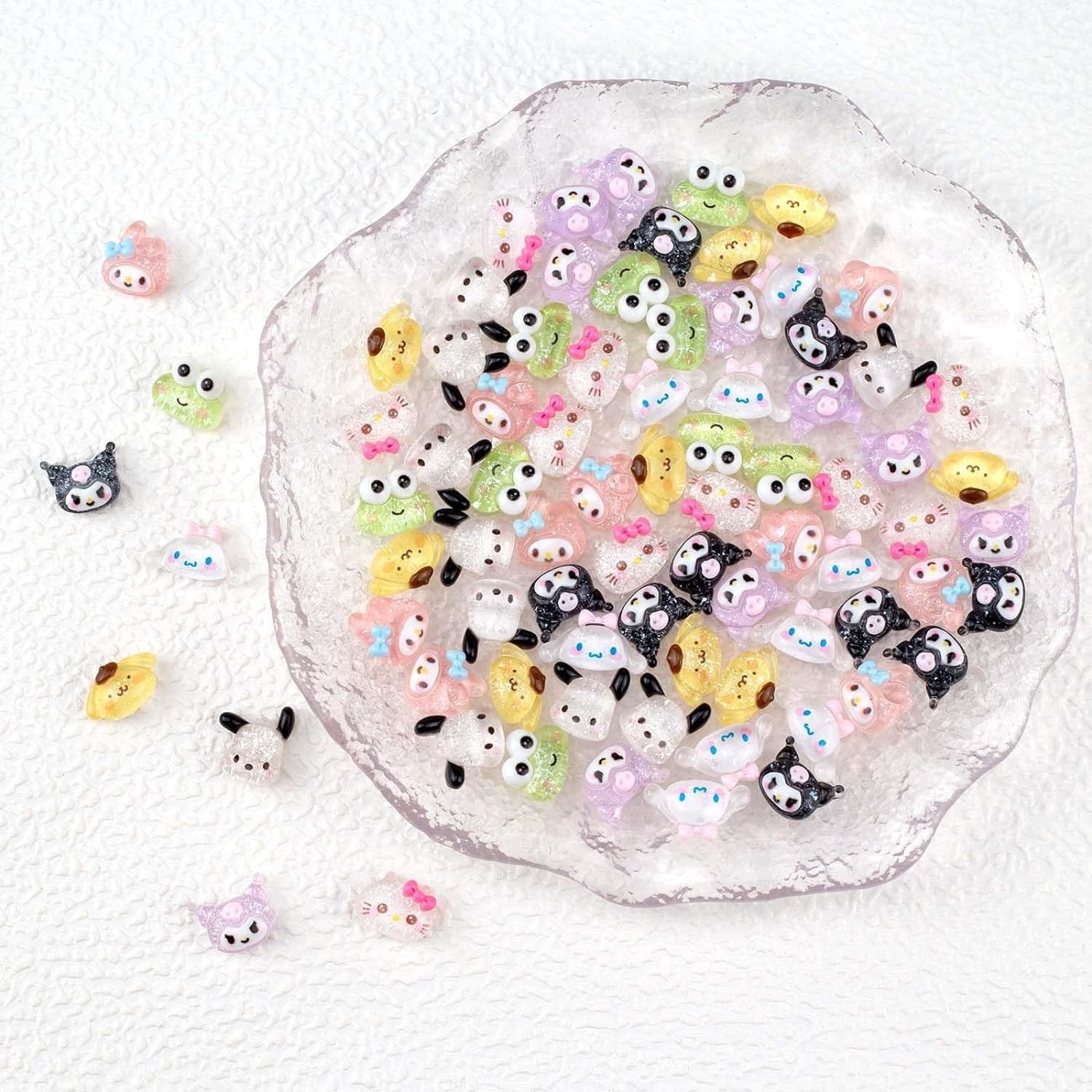 80Pcs Kawaii Nail Charms Set, 3D Cartoon Colorful Nails Accessories for DIY N…