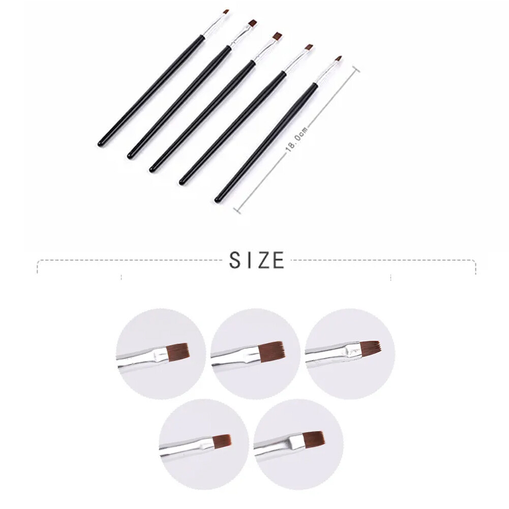 5pcs Nail Art Gel Pens Dotting Tool Nail Silicone Brushes Set Kit Professional